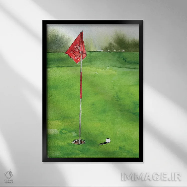 تابلو دکوراتیو زمان شروع بازی گلف ۱ اثر جنیفر پکستون پارکر - نمای قابدار مشکی