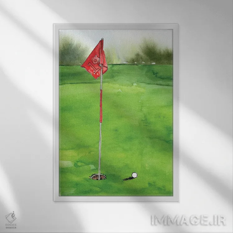 تابلو دکوراتیو زمان شروع بازی گلف ۱ اثر جنیفر پکستون پارکر - نمای قابدار سفید