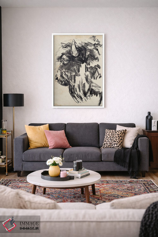 تابلو انتزاعی اشاره سر گاومیش کوهان دار ۲ اثر جنیفر پکستون پارکر - D3W