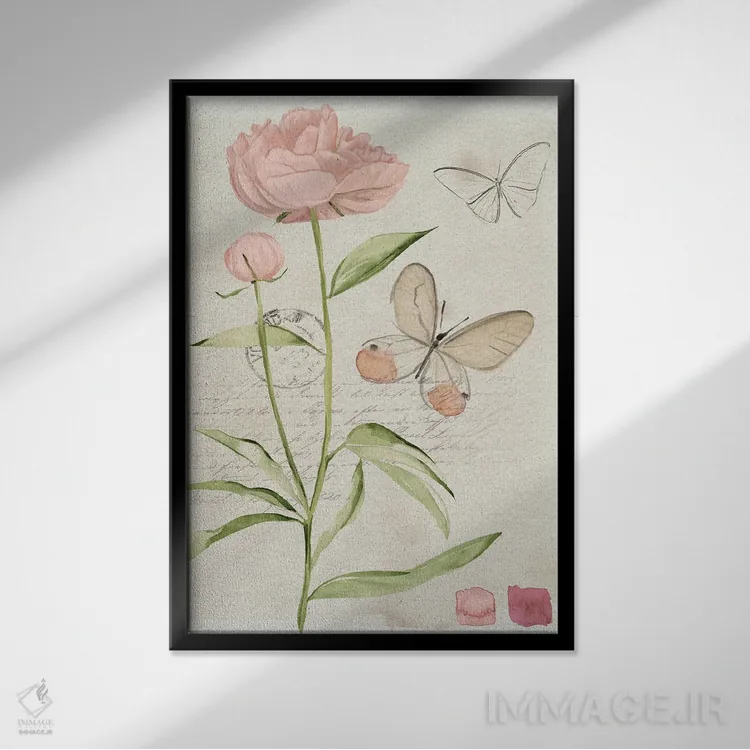تابلو دکوراتیو گل های یادداشت مزرعه ۲ اثر جنیفر پکستون پارکر - نمای قابدار مشکی