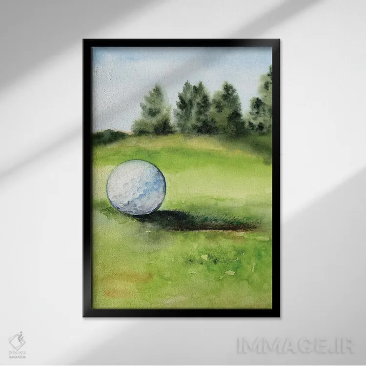 تابلو دکوراتیو زمان شروع بازی گلف ۲ اثر جنیفر پکستون پارکر - نمای قابدار مشکی