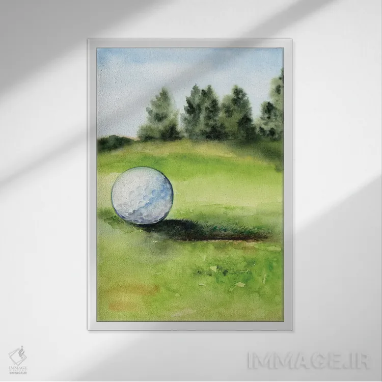 تابلو دکوراتیو زمان شروع بازی گلف ۲ اثر جنیفر پکستون پارکر - نمای قابدار سفید