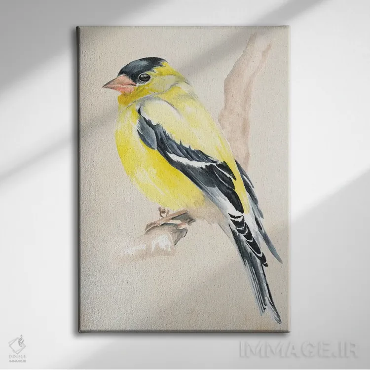 تابلو دکوراتیو پرنده کوچک روی شاخه ۳ اثر جنیفر پکستون پارکر - نمای روبهرو روی دیوار