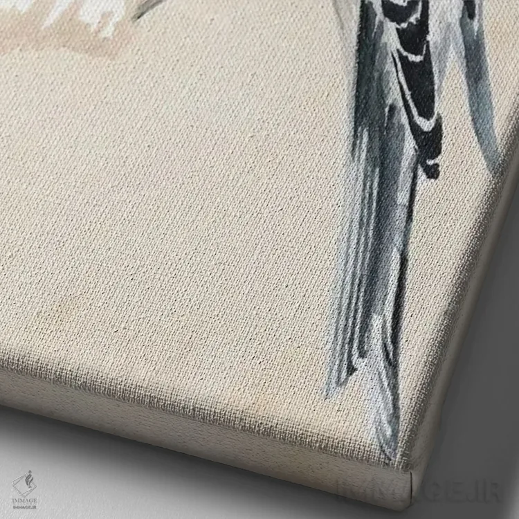 تابلو دکوراتیو پرنده کوچک روی شاخه ۳ اثر جنیفر پکستون پارکر - نمای نزدیک بافت بوم