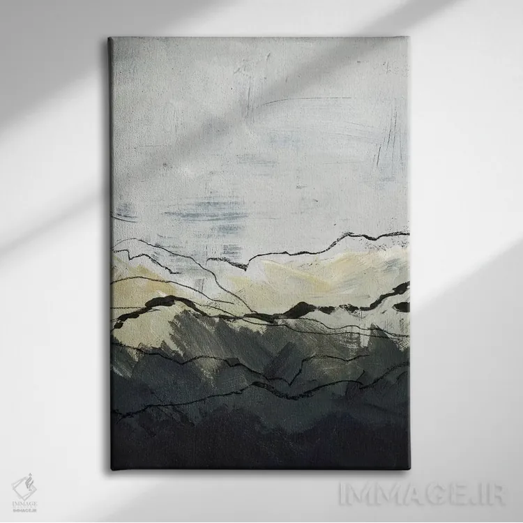 تابلو انتزاعی کوهستان های زمستانی ۱ اثر جنیفر پکستون پارکر - نمای روبهرو روی دیوار