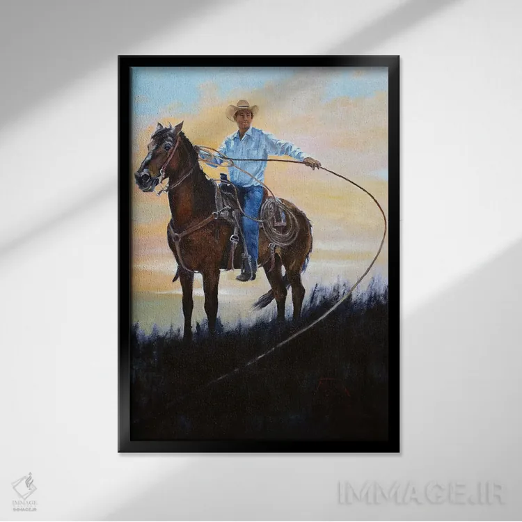 تابلو دکوراتیو کشاورز دامدار اثر یان پرلی - نمای قابدار مشکی