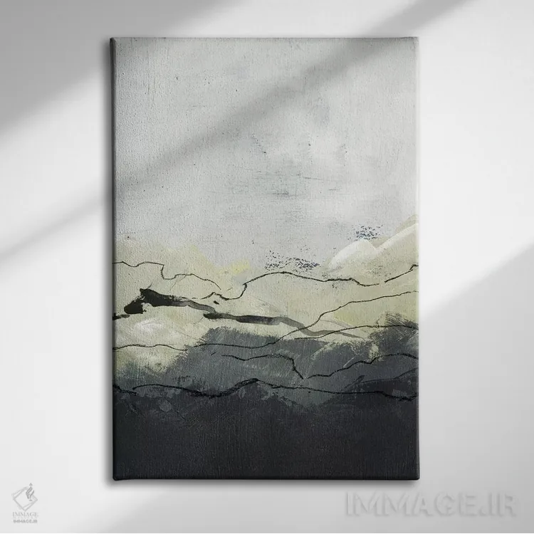 تابلو انتزاعی کوهستان های زمستانی ۲ اثر جنیفر پکستون پارکر - نمای روبهرو روی دیوار