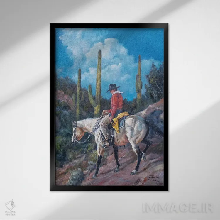 تابلو دکوراتیو میانبر ساگوارو اثر یان پرلی - نمای قابدار مشکی