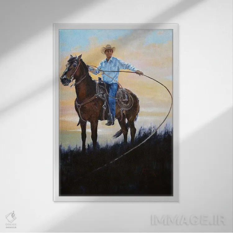 تابلو دکوراتیو کشاورز دامدار اثر یان پرلی - نمای قابدار سفید