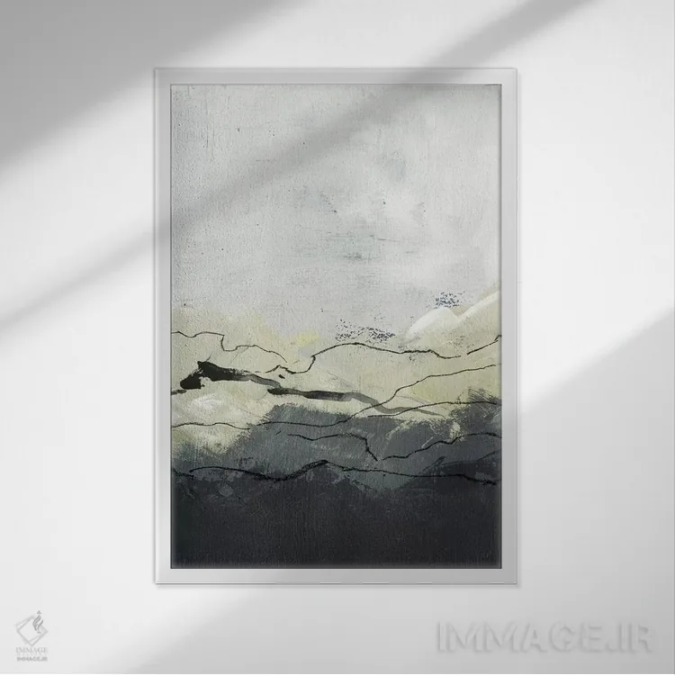 تابلو انتزاعی کوهستان های زمستانی ۲ اثر جنیفر پکستون پارکر - نمای قابدار سفید