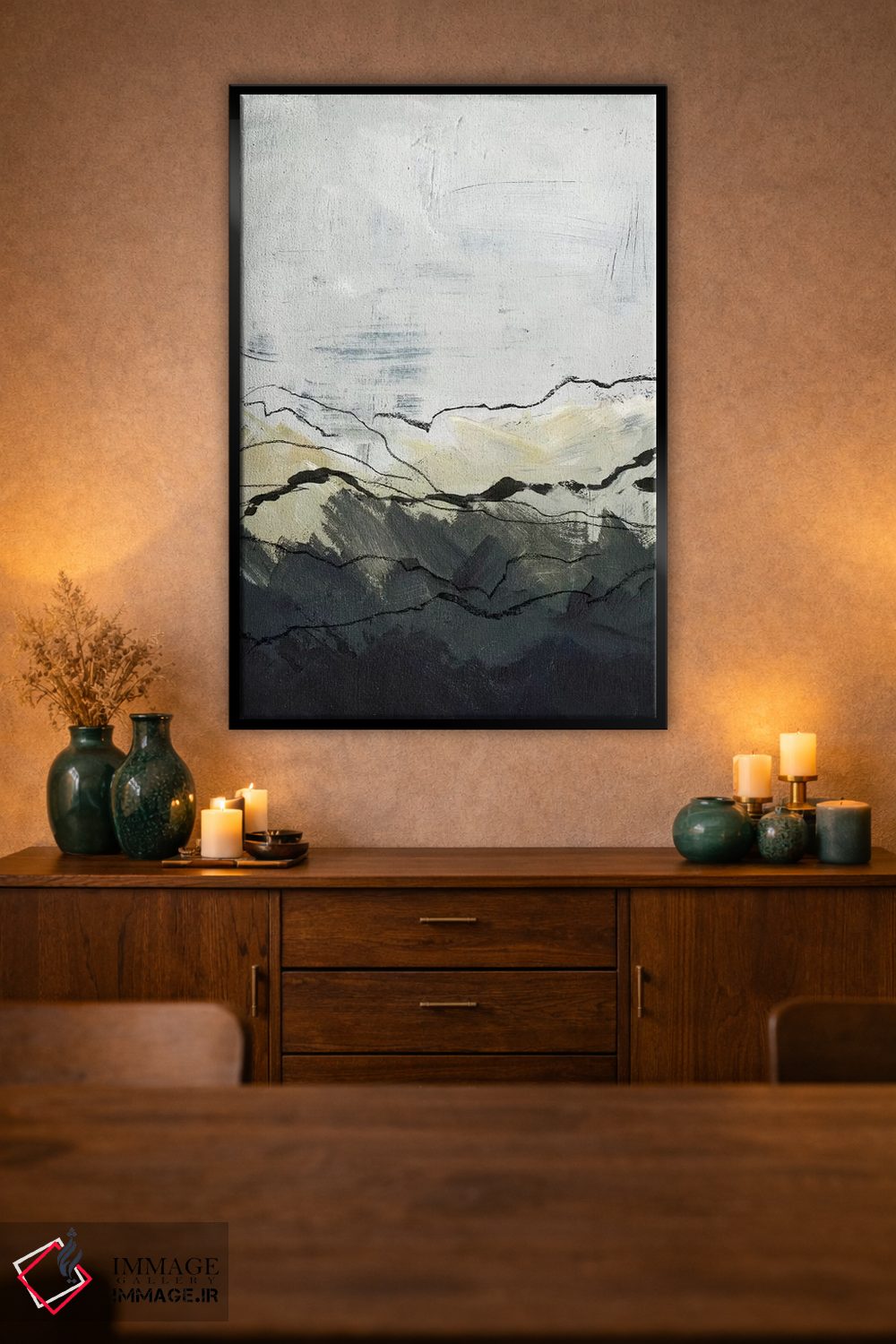 تابلو انتزاعی کوهستان های زمستانی ۱ اثر جنیفر پکستون پارکر - D1B