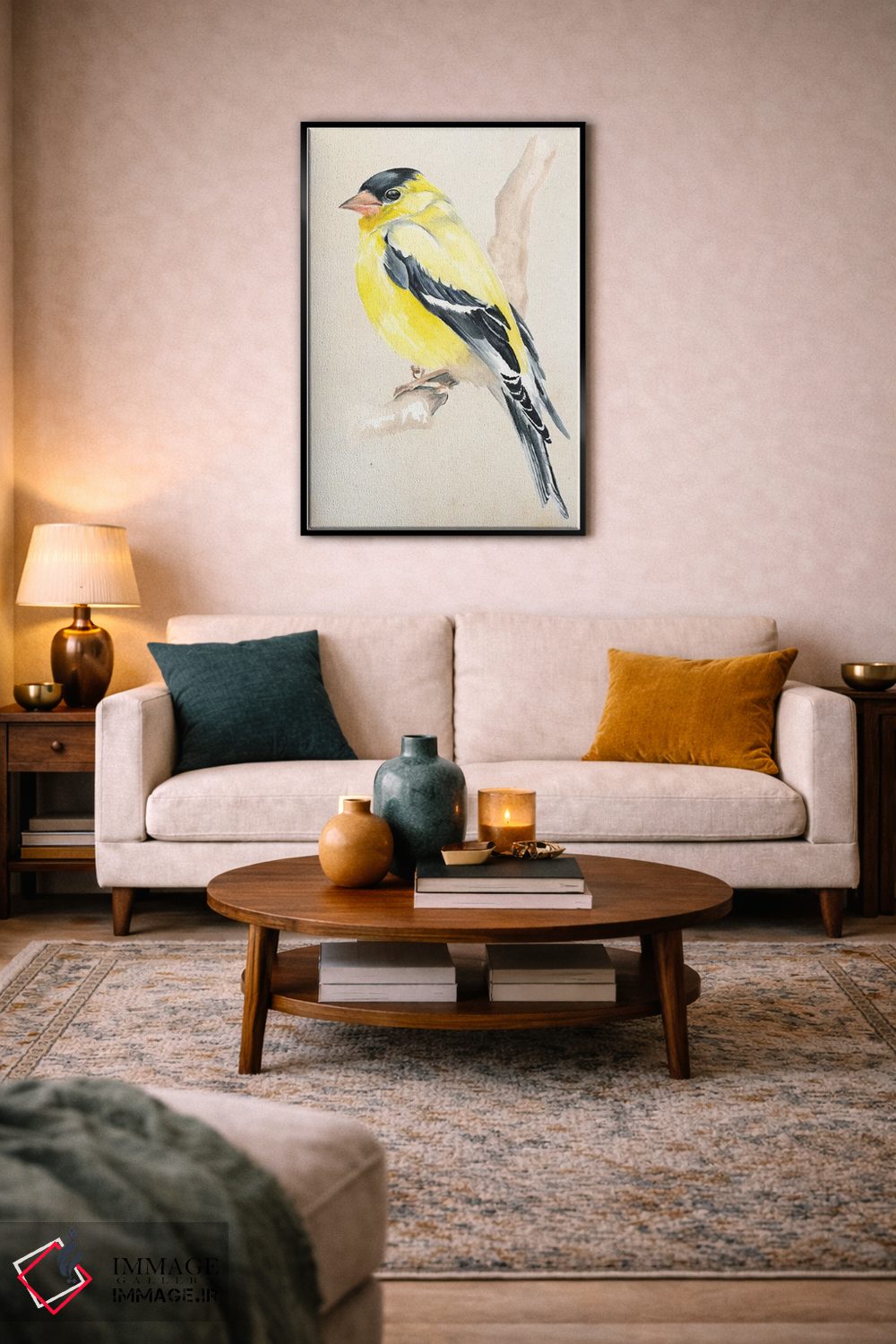 تابلو دکوراتیو پرنده کوچک روی شاخه ۳ اثر جنیفر پکستون پارکر - D3B