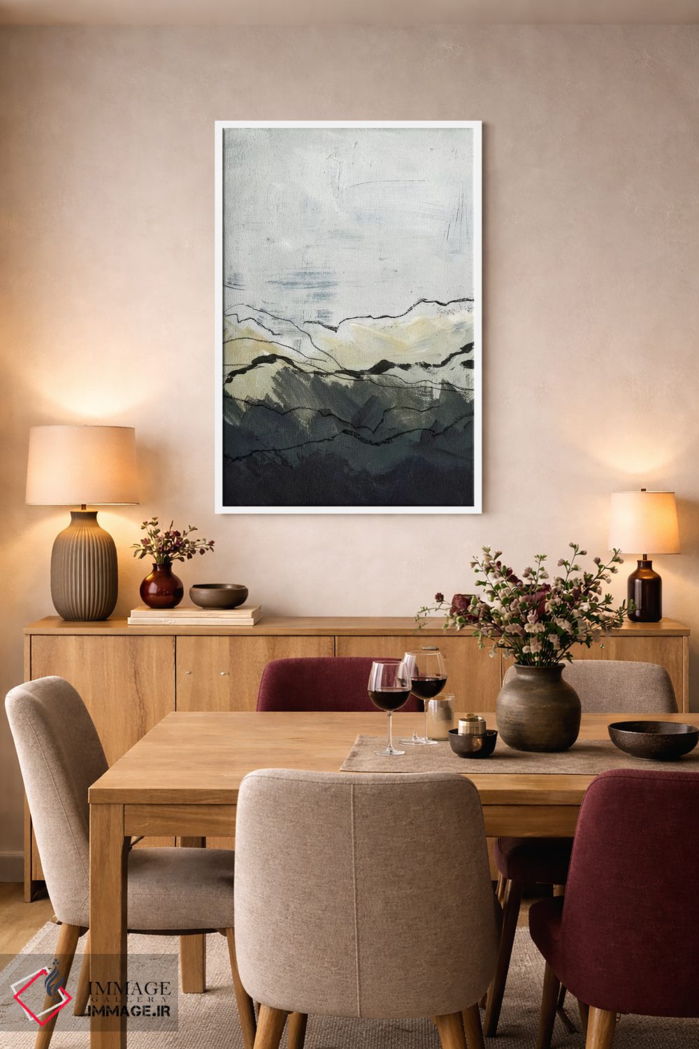 تابلو انتزاعی کوهستان های زمستانی ۱ اثر جنیفر پکستون پارکر - D5W