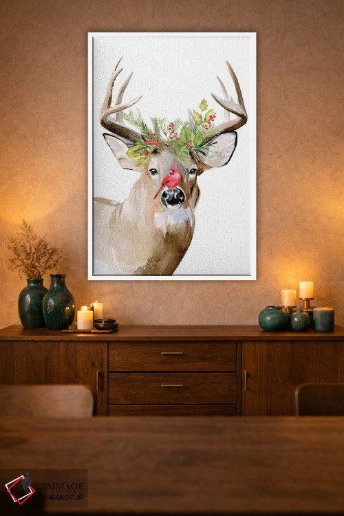 تابلو دکوراتیو گوزن تعطیلات ۲ اثر جنیفر پکستون پارکر - D1W