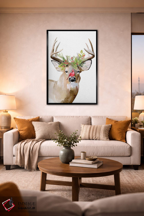 تابلو دکوراتیو گوزن تعطیلات ۲ اثر جنیفر پکستون پارکر - D2B