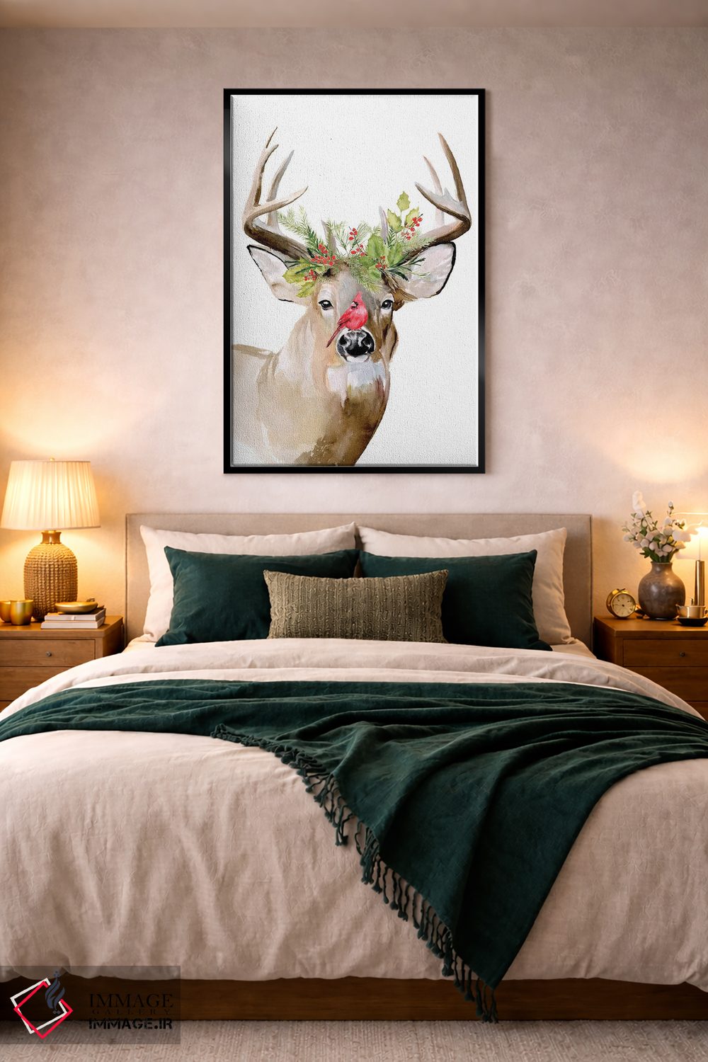 تابلو دکوراتیو گوزن تعطیلات ۲ اثر جنیفر پکستون پارکر - D3B