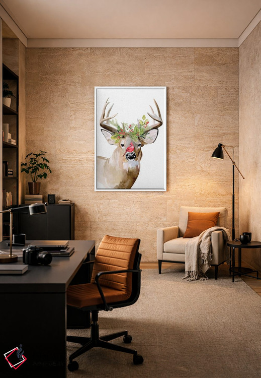 تابلو دکوراتیو گوزن تعطیلات ۲ اثر جنیفر پکستون پارکر - D5W