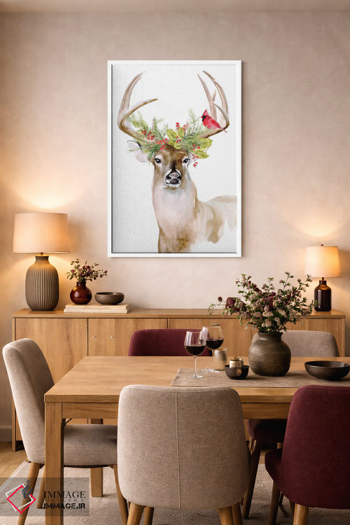 تابلو دکوراتیو گوزن تعطیلات ۱ اثر جنیفر پکستون پارکر - D4W