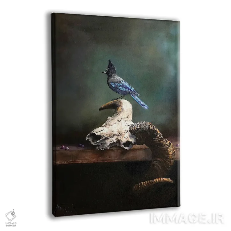 تابلو دکوراتیو Saskatoon Berries, And Steller's Jay,جمجمه قوچ، دانه های ساسکا… اثر یان پرلی - نمای پرسپکتیو محصول