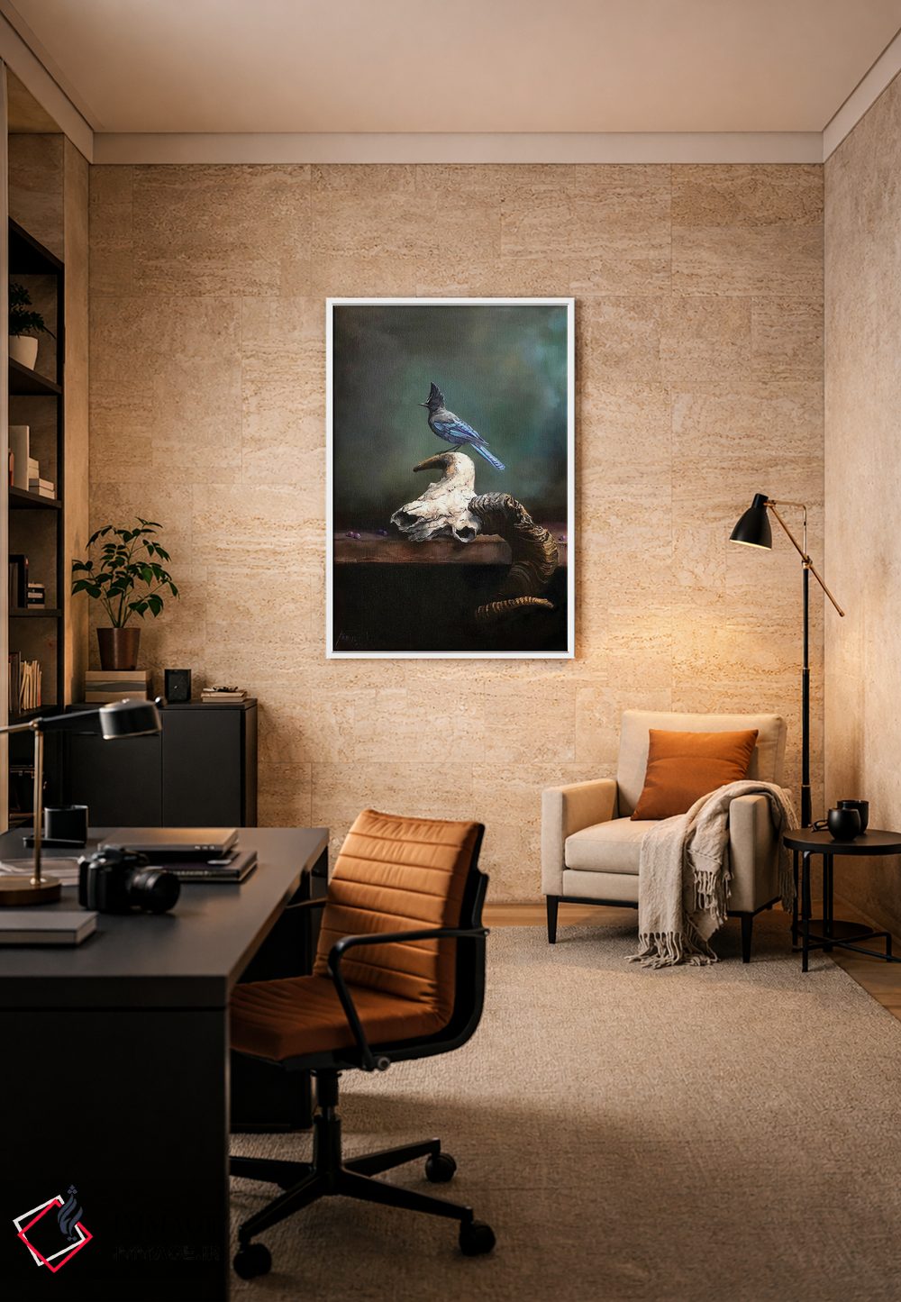 تابلو دکوراتیو Saskatoon Berries, And Steller's Jay,جمجمه قوچ، دانه های ساسکا… اثر یان پرلی - D4W