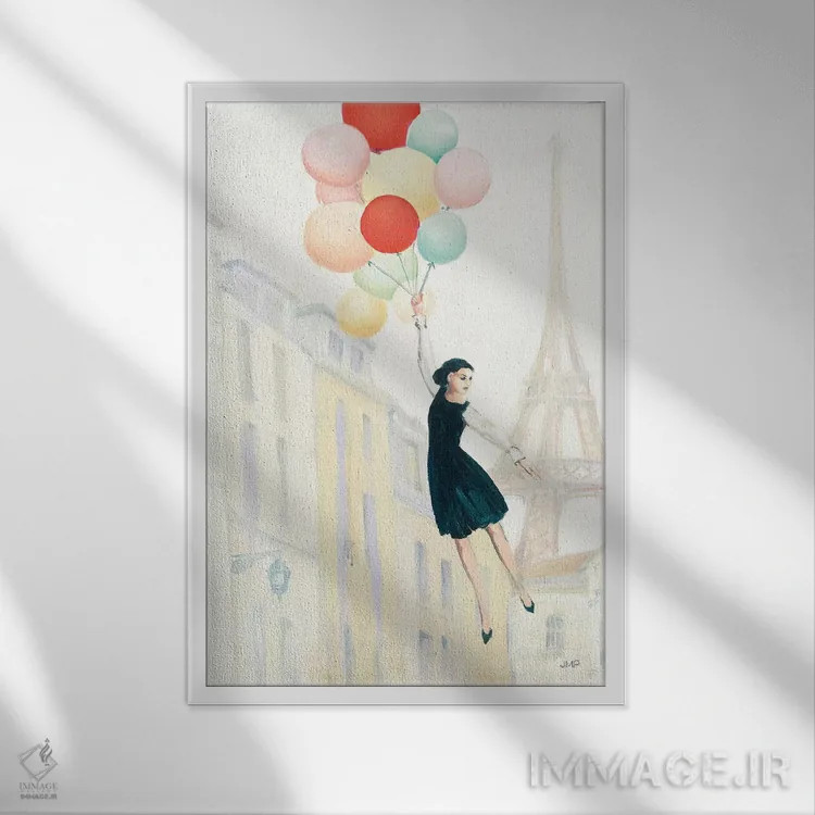 تابلو دکوراتیو بالا در پاریس ۲ اثر جولیا پورینتون - نمای قابدار سفید
