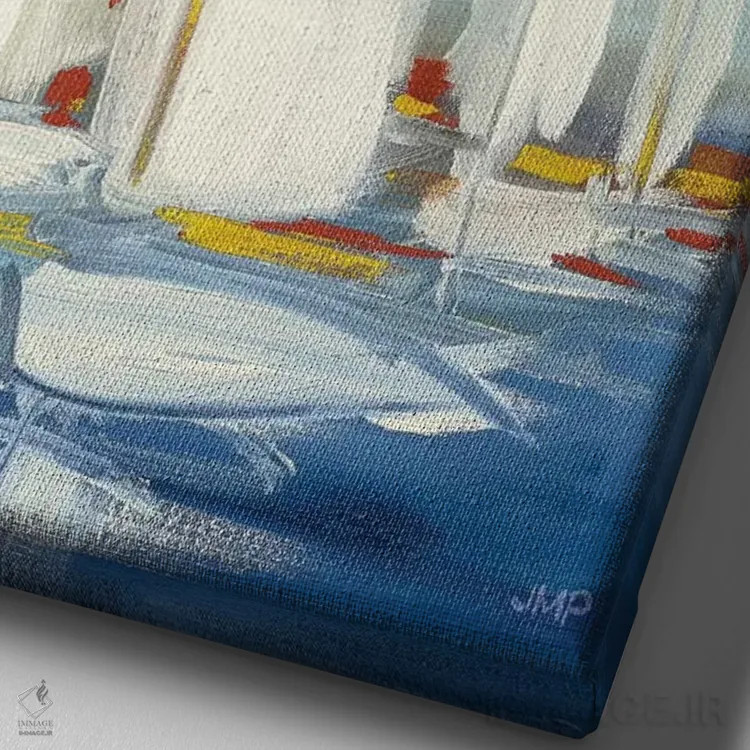 تابلو دکوراتیو مسابقه قایقرانی تابستانی دوم اثر جولیا پورینتون - نمای نزدیک بافت بوم