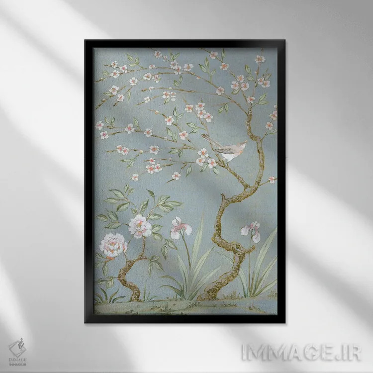 تابلو دکوراتیو نقاشی دیواری بهاری اول اثر جولیا پورینتون - نمای قابدار مشکی
