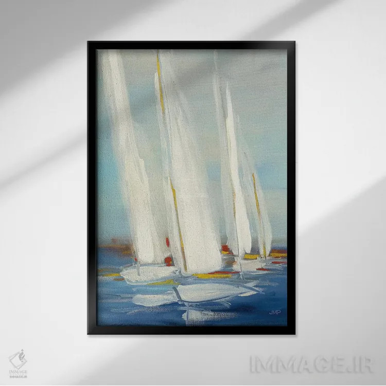 تابلو دکوراتیو مسابقه قایقرانی تابستانی دوم اثر جولیا پورینتون - نمای قابدار مشکی