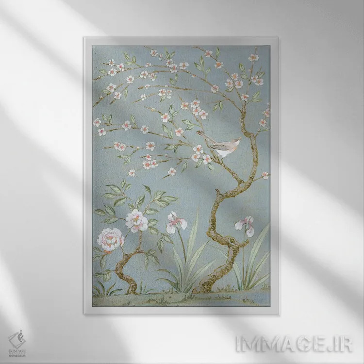 تابلو دکوراتیو نقاشی دیواری بهاری اول اثر جولیا پورینتون - نمای قابدار سفید