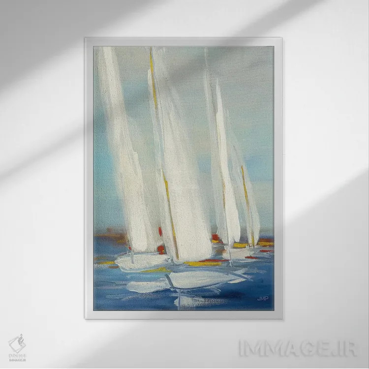 تابلو دکوراتیو مسابقه قایقرانی تابستانی دوم اثر جولیا پورینتون - نمای قابدار سفید