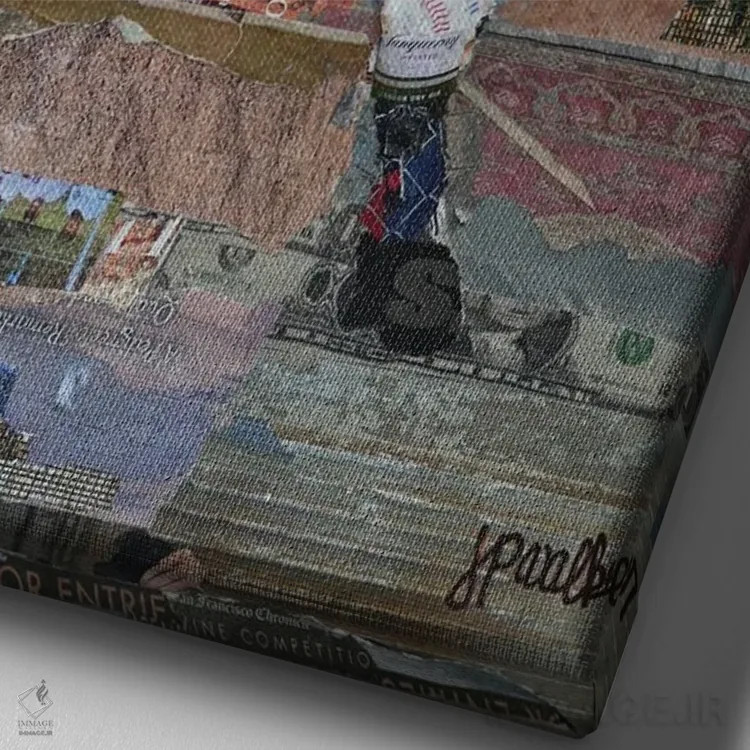 تابلو دکوراتیو قوانین بیسبال اثر جیمی پاولیچ-واکر - نمای نزدیک بافت بوم