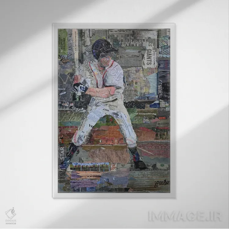 تابلو دکوراتیو قوانین بیسبال اثر جیمی پاولیچ-واکر - نمای قابدار سفید