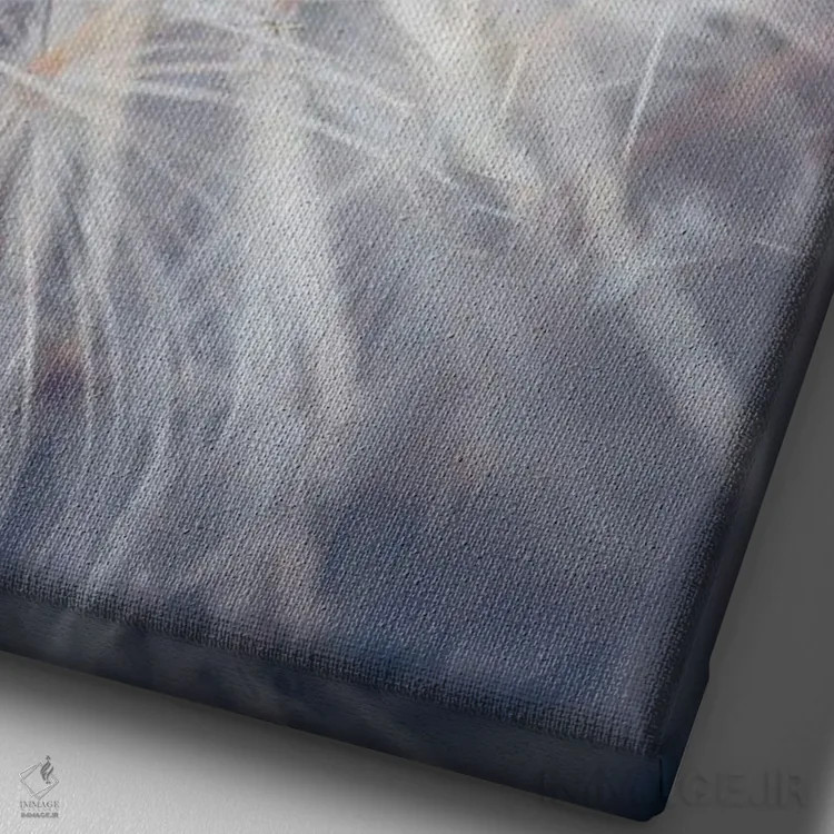 تابلو دکوراتیو کفشدوزک قرمز در حال راه رفتن روی گل آذین قاصدک غول پیکر اثر جفرسون کاستلاری - نمای نزدیک بافت بوم