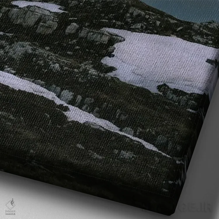 تابلو دکوراتیو طلوع آفتاب بر فراز کوه های ایتالیا اثر جفرسون کاستلاری - نمای نزدیک بافت بوم