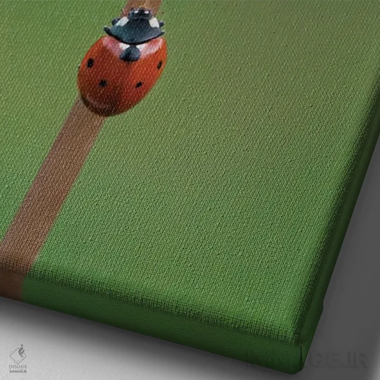 تابلو دکوراتیو کفشدوزک روی قاصدک اثر جفرسون کاستلاری - نمای نزدیک بافت بوم