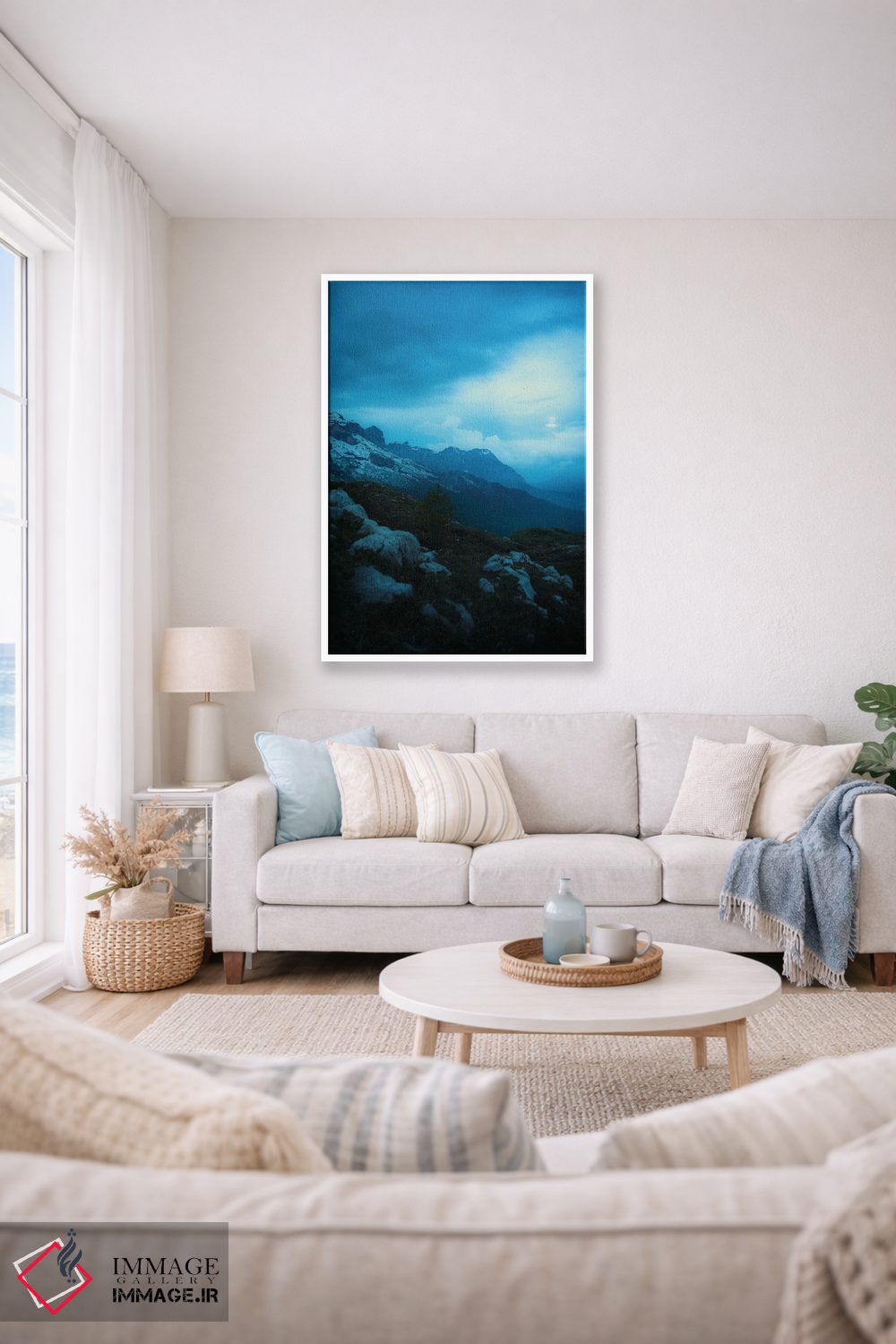 تابلو دکوراتیو ساعت آبی در کوه های ایتالیا اثر جفرسون کاستلاری - D1W