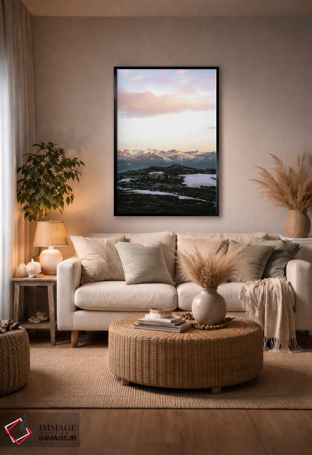 تابلو دکوراتیو طلوع آفتاب بر فراز کوه های ایتالیا اثر جفرسون کاستلاری - D5B