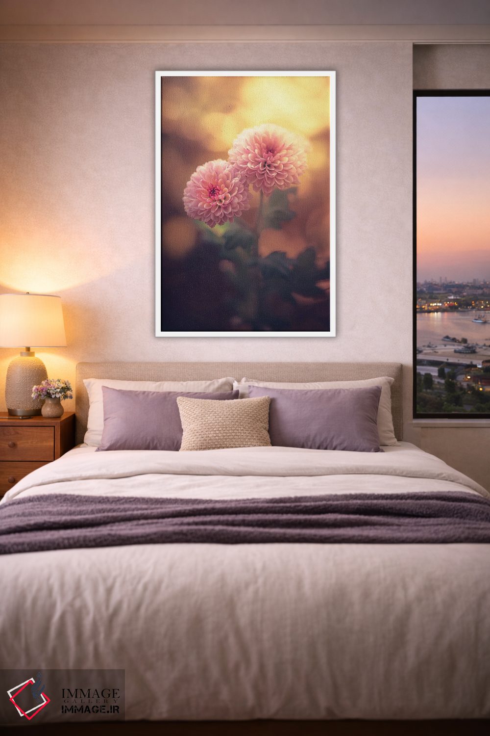 تابلو دکوراتیو یک جفت دالیای کوچک صورتی اثر جفرسون کاستلاری - D3W