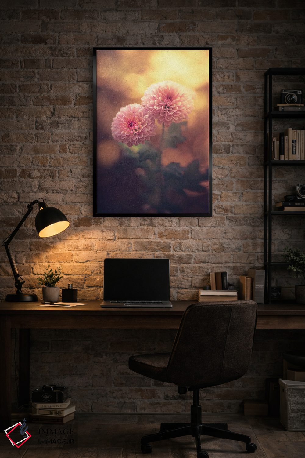 تابلو دکوراتیو یک جفت دالیای کوچک صورتی اثر جفرسون کاستلاری - D5B