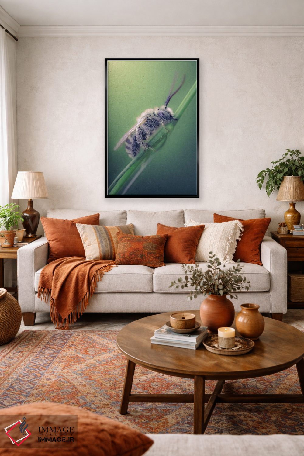 تابلو دکوراتیو زنبور وحشی در حال گاز گرفتن ساقه علف اثر جفرسون کاستلاری - D5B