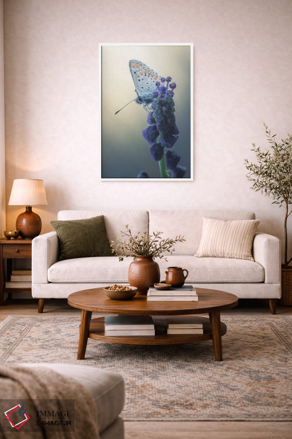 تابلو دکوراتیو پروانه روی گل لامپاسونه اثر جفرسون کاستلاری - D2W