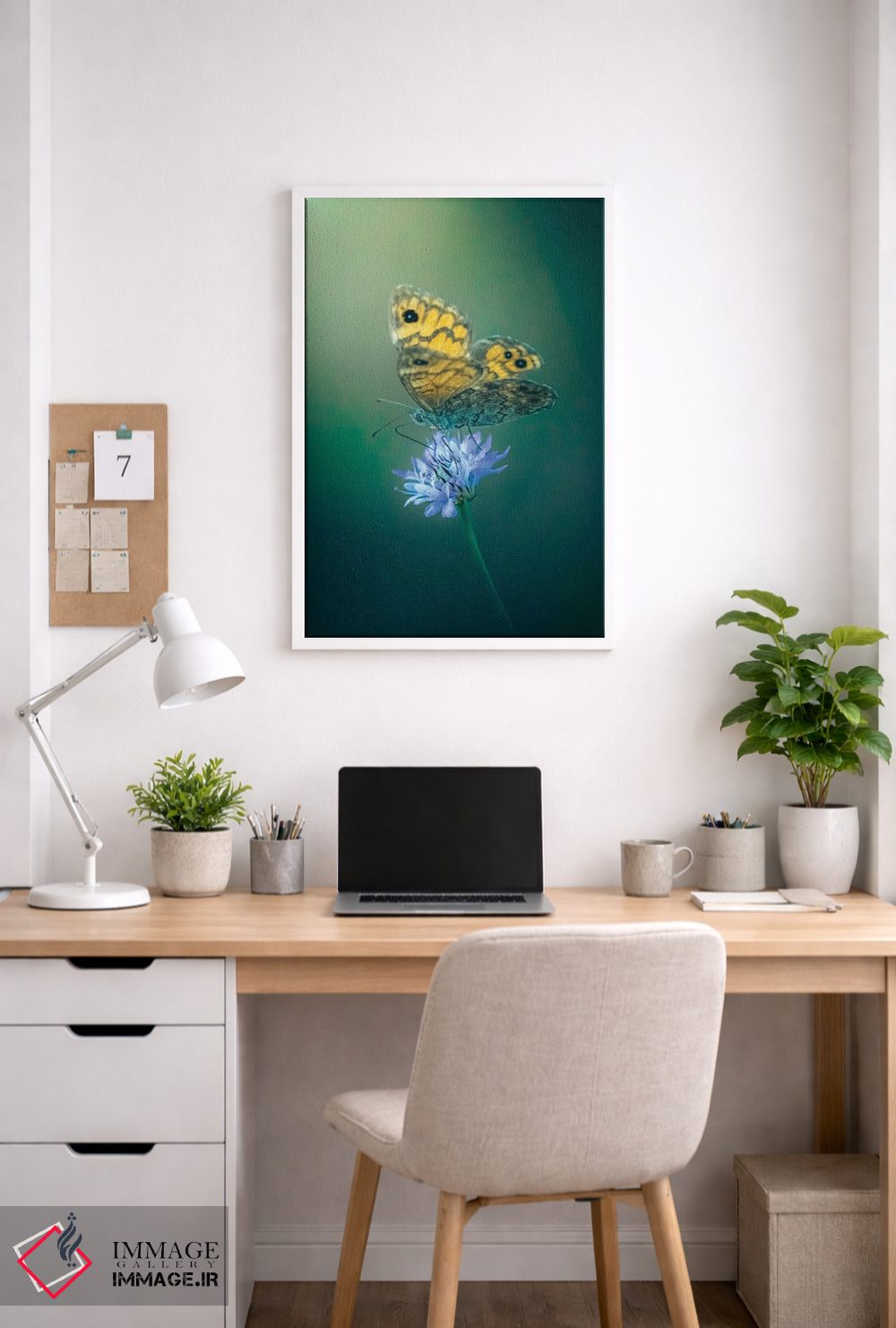 تابلو دکوراتیو پروانه روی گل اثر جفرسون کاستلاری - D3W