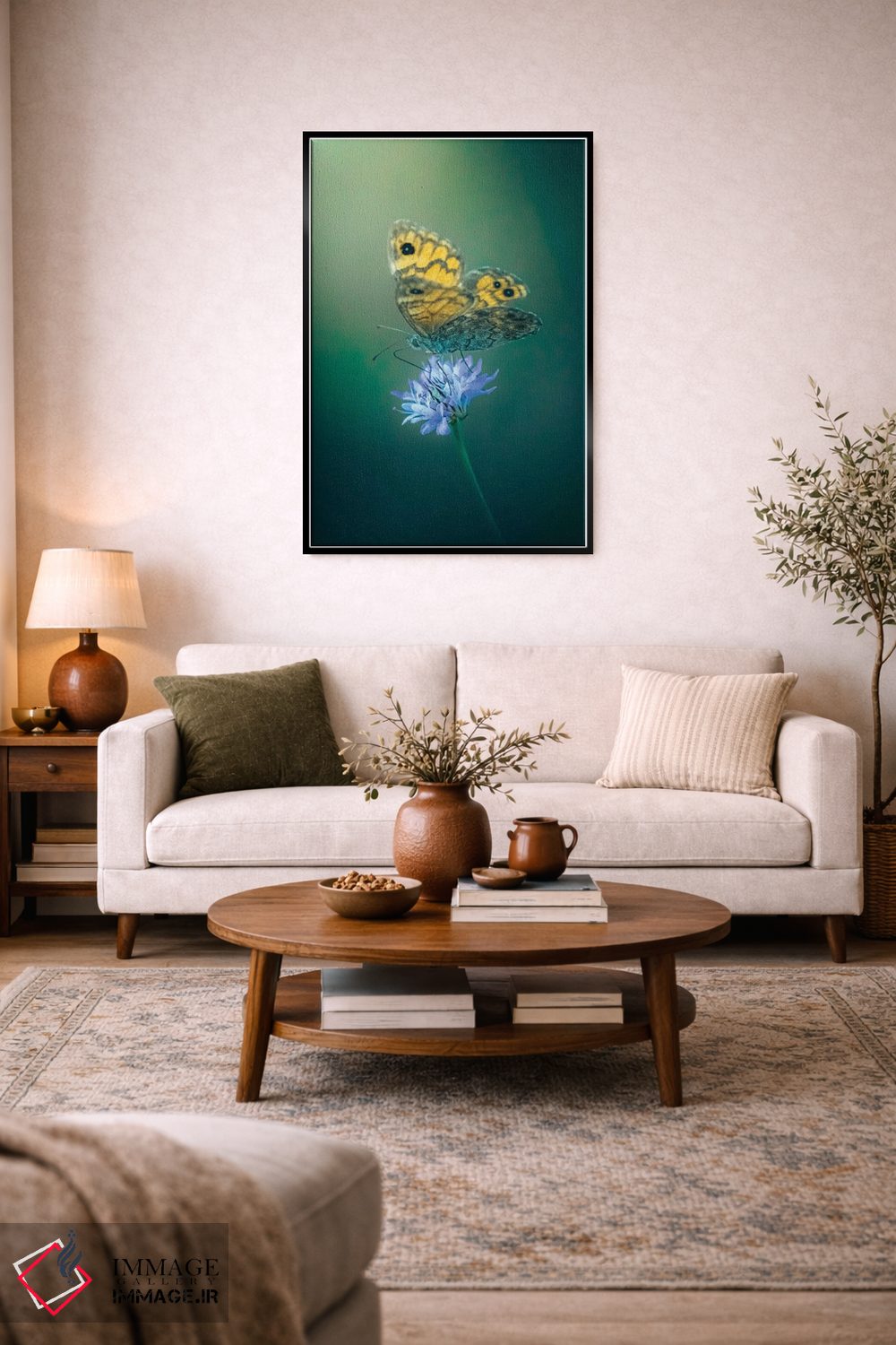تابلو دکوراتیو پروانه روی گل اثر جفرسون کاستلاری - D4B