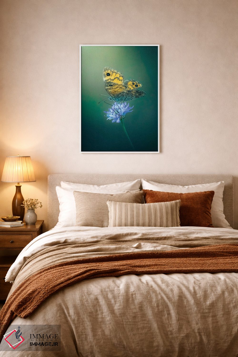 تابلو دکوراتیو پروانه روی گل اثر جفرسون کاستلاری - D6W
