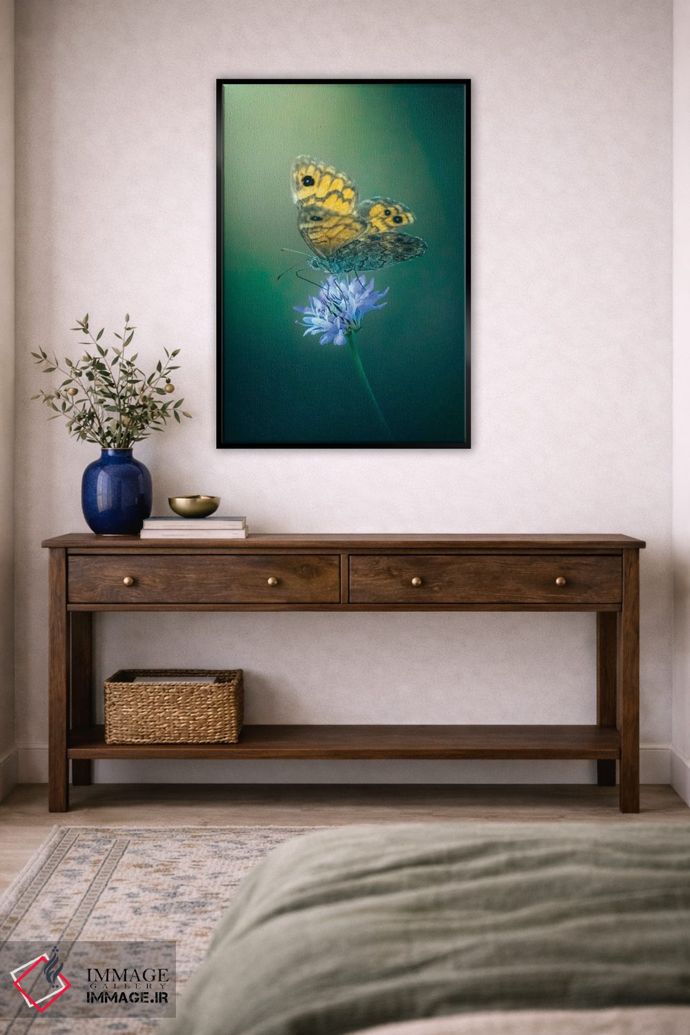 تابلو دکوراتیو پروانه روی گل اثر جفرسون کاستلاری - D5B