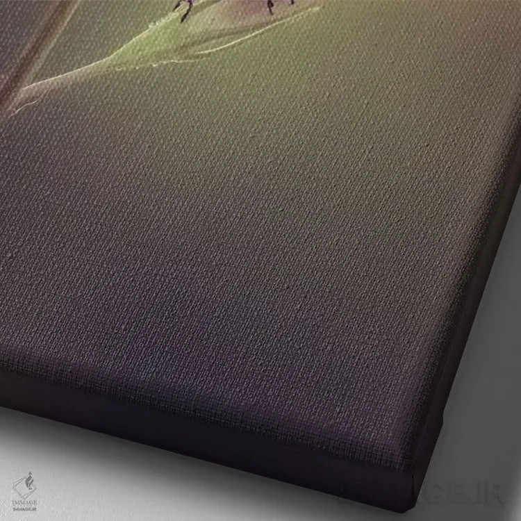 تابلو دکوراتیو کفشدوزک قرمز روی گل ناقوسک اثر جفرسون کاستلاری - نمای نزدیک بافت بوم