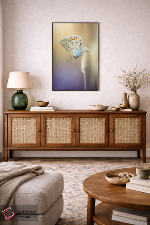 تابلو دکوراتیو پروانه کوچک در میان علف های خشک اثر جفرسون کاستلاری - D3B