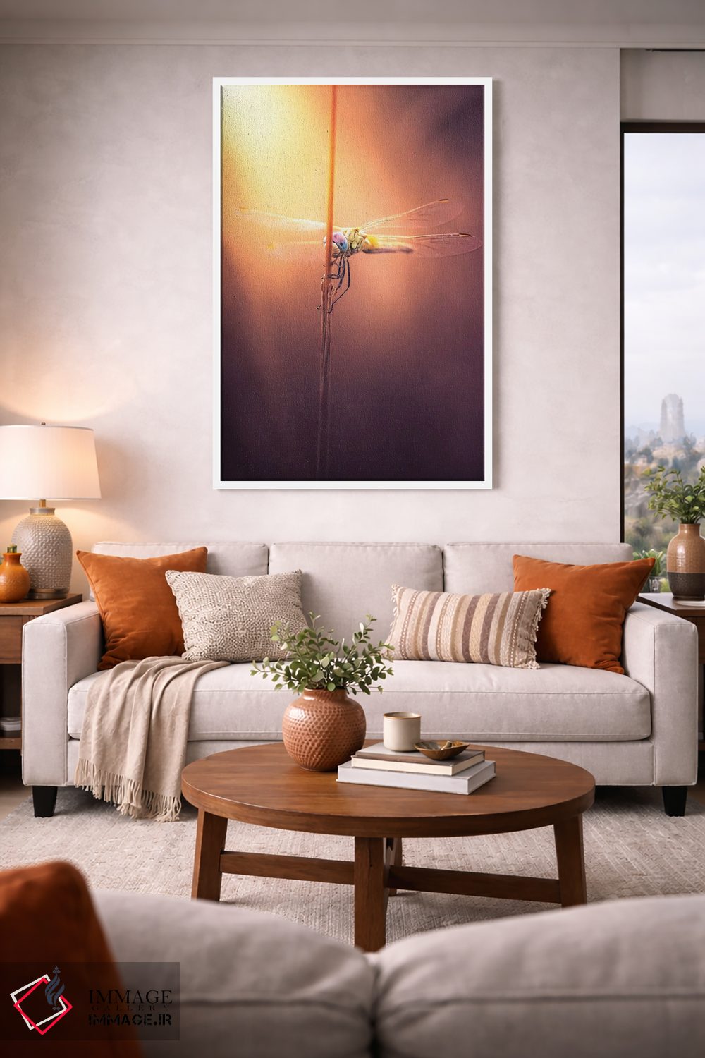 تابلو دکوراتیو سنـجاقک در غروب اثر جفرسون کاستلاری - D1W