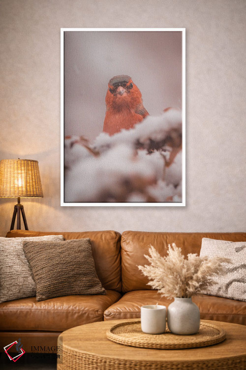 تابلو دکوراتیو پرتره فنچ در برف اثر جفرسون کاستلاری - D3W