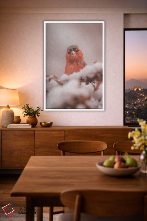 تابلو دکوراتیو پرتره فنچ در برف اثر جفرسون کاستلاری - D1W